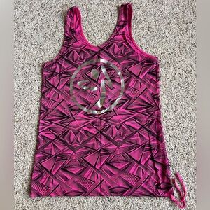 Zumba Fitness Pink Patterned Tank Top with Silver Logo
